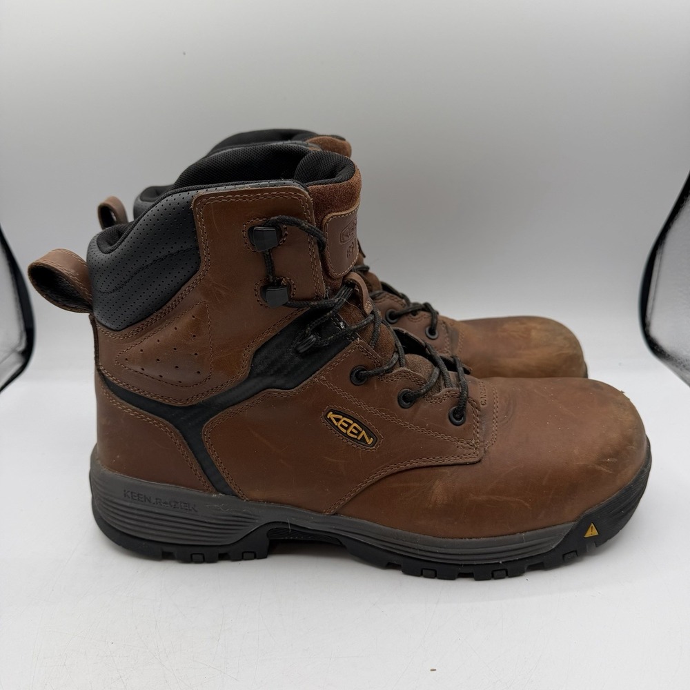 Keen ESD Utility Chicago Boots Men Sz 12 D Brown Leather Comp Toe Slip Resistant